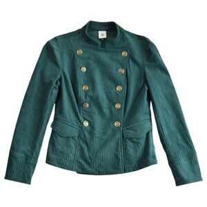 Cabi Lennon Military Jacket Teal Green Corduroy Gold Button Blazer #3913 - Small